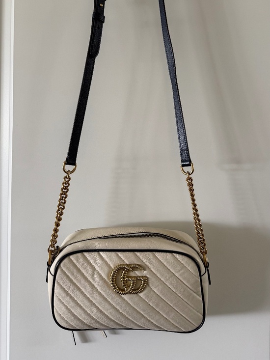 Gucci Handbags - Gucci GG Marmont Torchon Small Camera Bag in Mystic White, Blue Agata